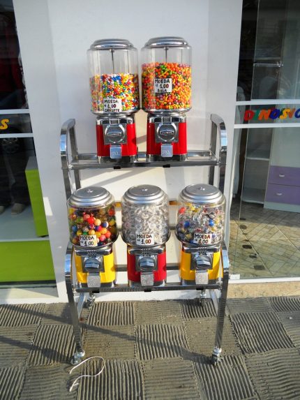 Bulk Gumball and Toy Capsule Vending Machine Combo Racks